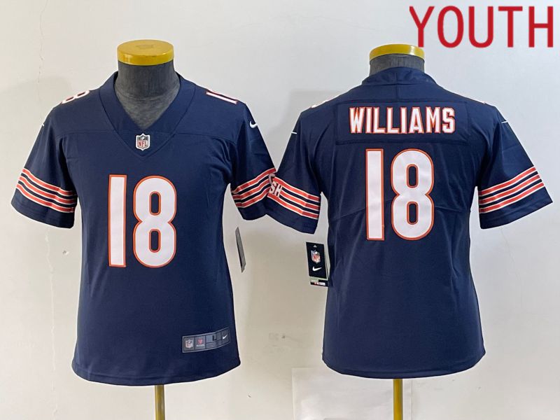 Youth Chicago Bears 18 Williams Blue Second generation 2024 Nike Limited NFL Jersey style 1